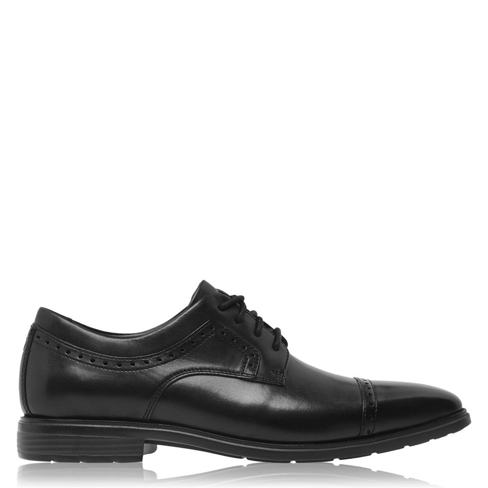 Sapatos Oxford Homem Rockport Dressports Business Cap Toe Pretas,Portugal VYQLZ-0857